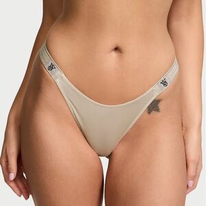 NWT BEIGE RHINESTONE VICTORIA SECRET PANTY SIZE SMALL